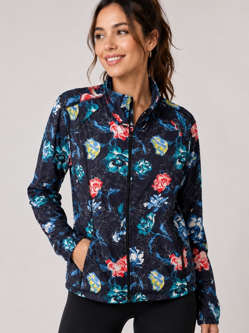 Joe Fresh Navy Floral Zip Jacket